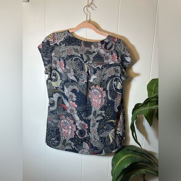 Daniel Rainn DR 2 Navy Paisley Women’s Large Blouse - Picture 4 of 11